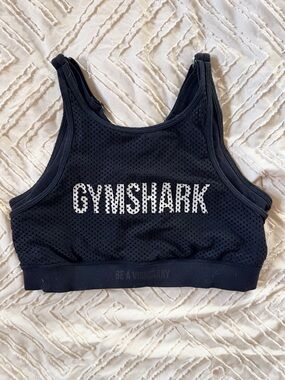 Gymshark Black Mesh Logo Sports Bra